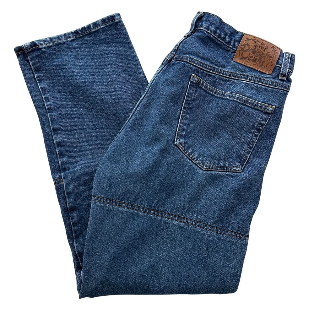 Draggin Jeans Cotton Denim Kevlar Lined Motorcycle Jeans 36x30 USA Made Biker